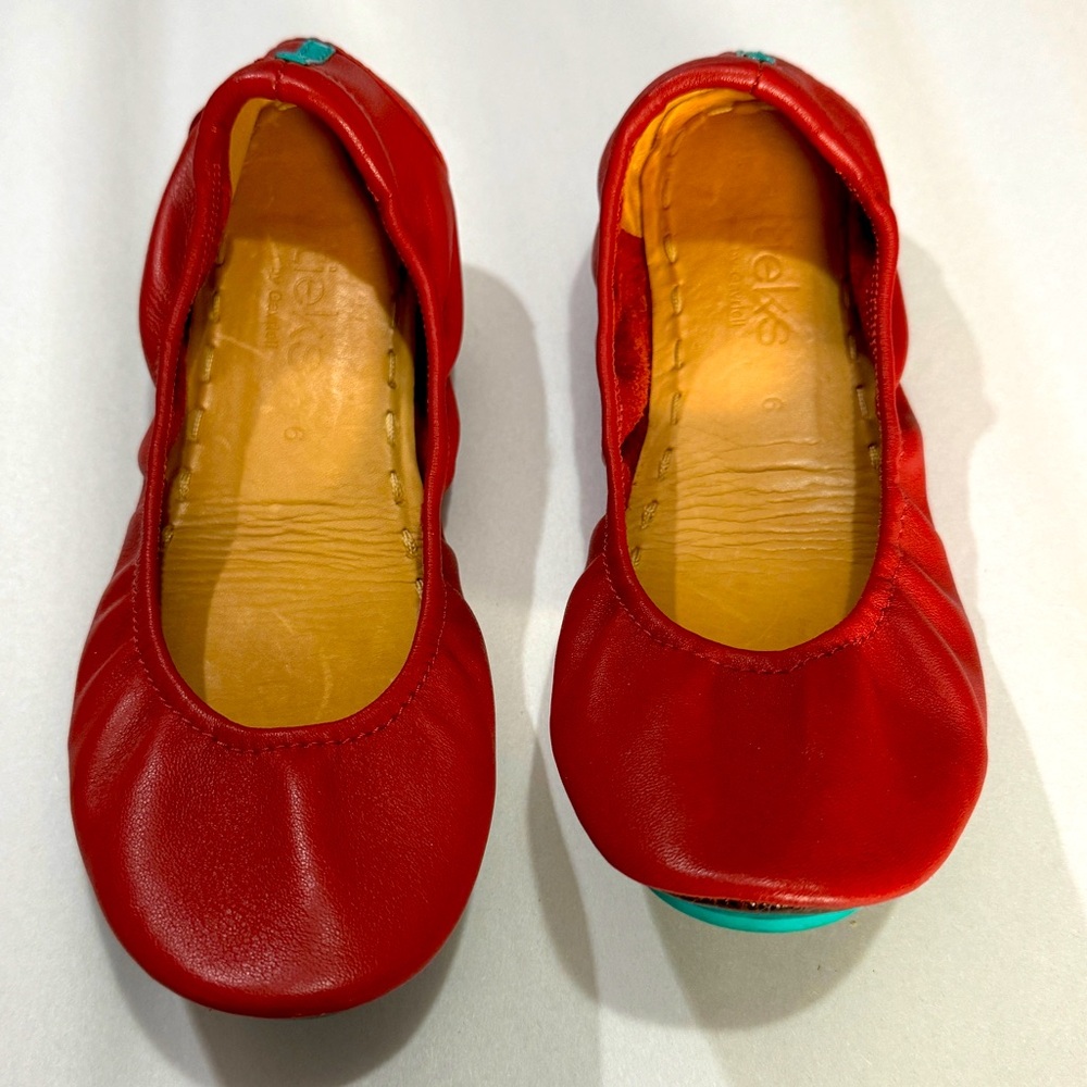 Tieks Ballet Flats Red Women’s Size 6 Leather Slip On Shoes